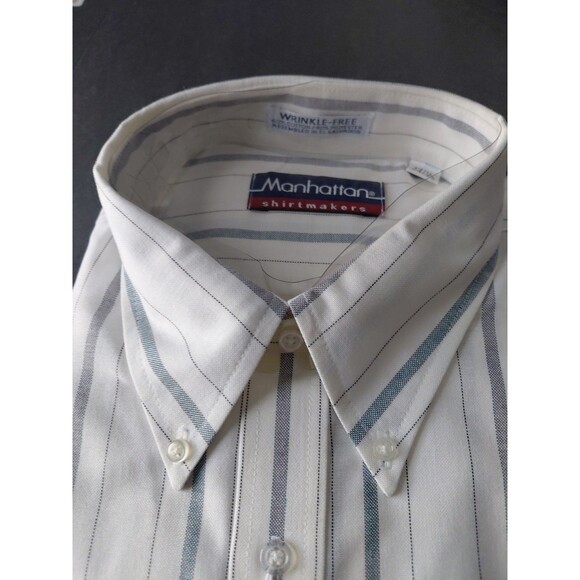 Manhattan Shirtmakers Wrinkle Free Long Sleeve Cotton Blend Men's Shirt 34/35 - Picture 3 of 9